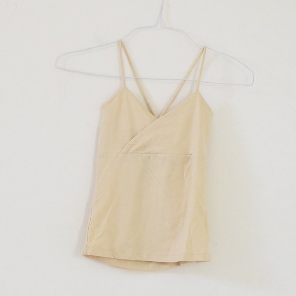 Vintage Y2K Beige Surplice Splice Faux Wrap Cami Tank Top | Size S - Picture 1 of 5
